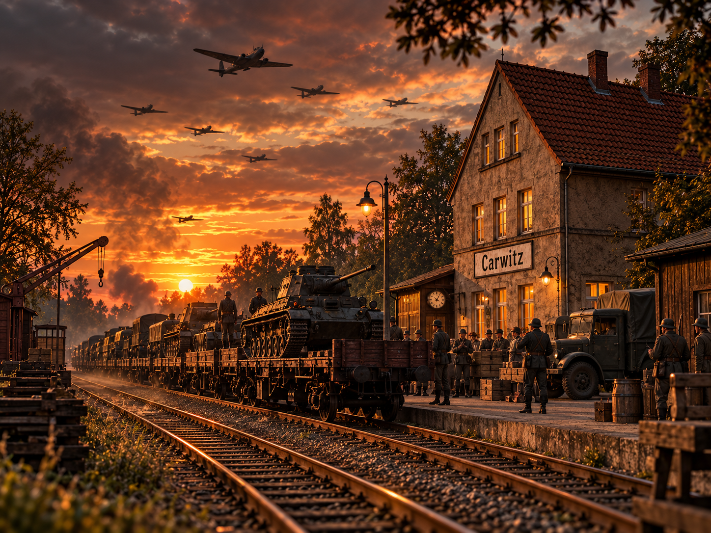 Bahnhof Karwitz während des Zweiten Weltkriegs