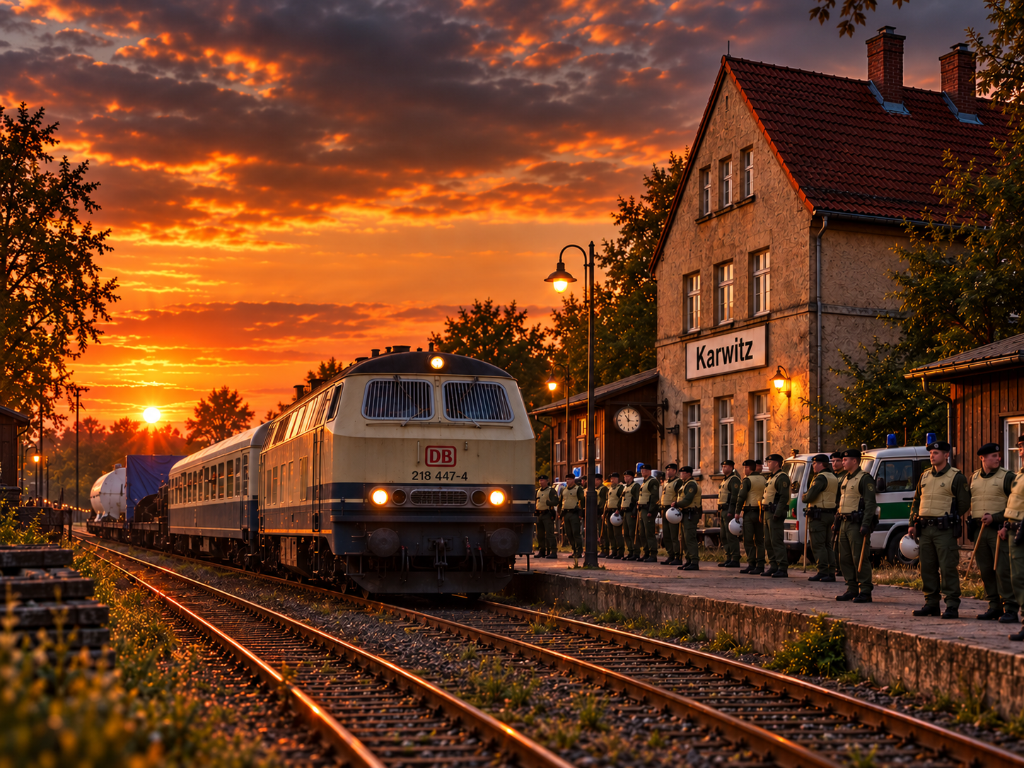 Bahnhof Karwitz zur Zeit der Castortransporte 1996